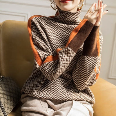 Sophia | Turtleneck with Striking Contrasting Stripes