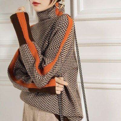 Sophia | Turtleneck with Striking Contrasting Stripes