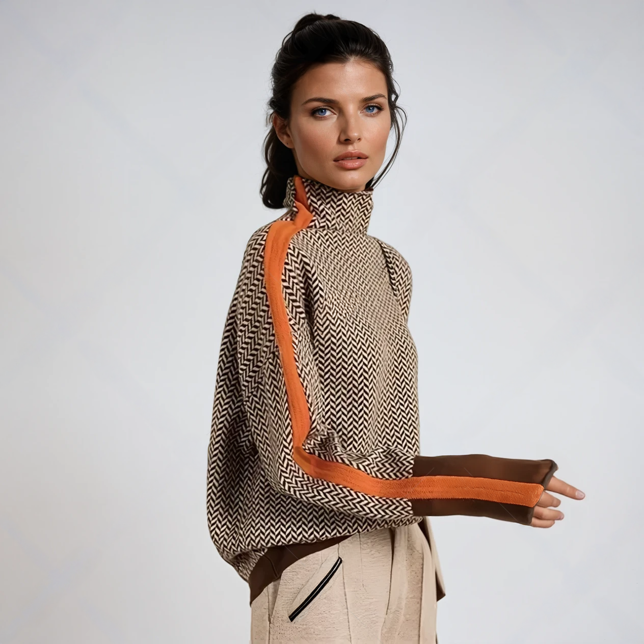 Sophia | Turtleneck with Striking Contrasting Stripes