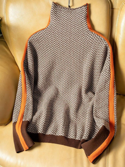 Sophia | Turtleneck with Striking Contrasting Stripes