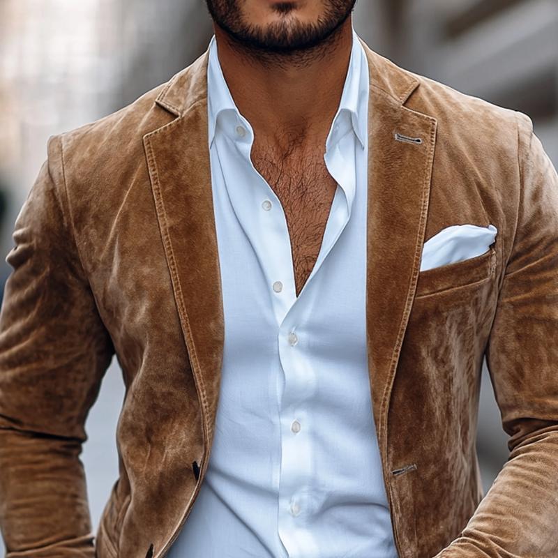 Kingston | Plain Two-Button Suede Blazer