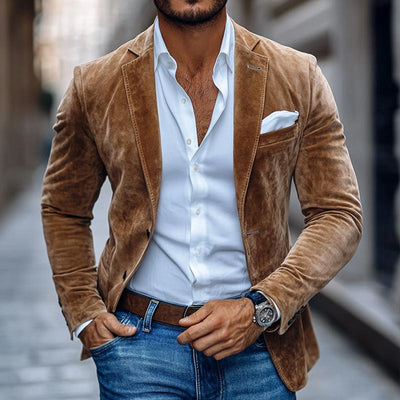 Kingston | Plain Two-Button Suede Blazer